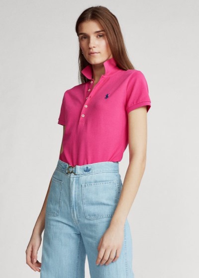 Women's Polo Ralph Lauren Slim Fit Stretch Polo Shirts | 195648QMB